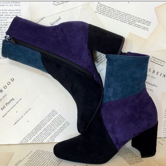 Jeffrey Campbell Shoes - Jeffrey Campbell black purple teal Suede Boot 6